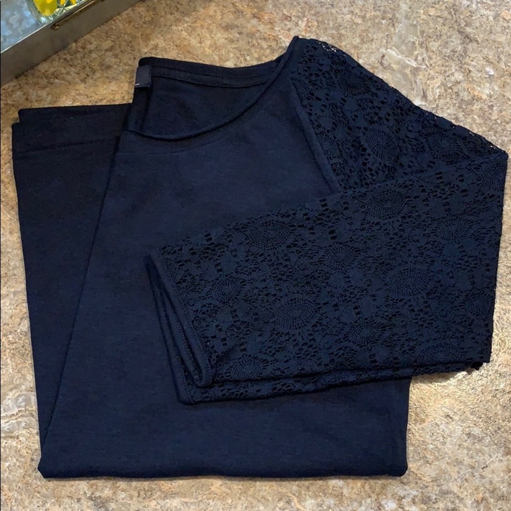 Gap Navy Blue Lace Sleeve Tee Shirt
